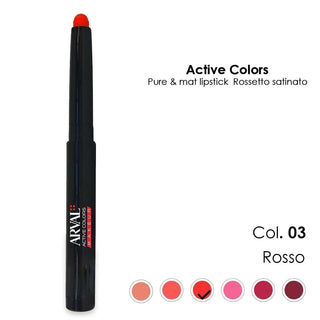 Arval Pure & Mat Rouge à lèvres N. 03 - Rouge Rouge Satiné - Crayon 