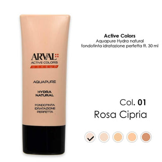 Arval Aquapure - Hydra-Natural N. 01 - Rose Pudrat Fond de ten Hidratare Perfectă Ft 30Ml 