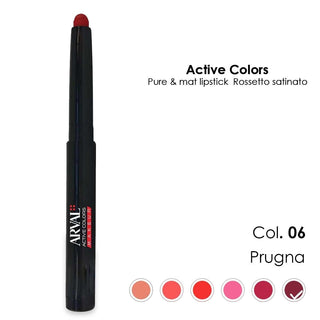 Arval Pure & Mat Rouge à lèvres N. 06 - Prune Rouge à lèvres Satiné - Crayon Jumbo 