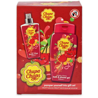 Chupa Chups Set Bagno Ciliegia 300 ml + Acqua Profumata 100 ml + Spugna — Set per il Bagno