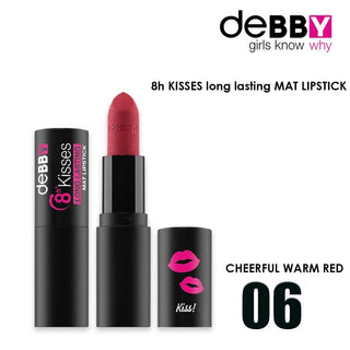 Debby Long Lasting Matte Lipstick 8H Kisses 06 Allegro Warm Red 