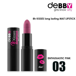 Debby Long Lasting Matte Lipstick 8H Kisses 03 Enthusiastic Pink 