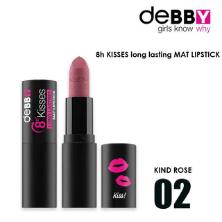 Debby Long Lasting Matte Lipstick 8H Kisses 02 Kind Rose 