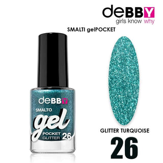 Debby Gel Polish Pocket 26 Glitter Turquoise 
