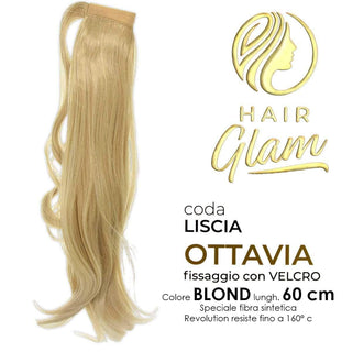 Hair Glam Ottavia Fibra Revolution Lung. 60 cm Blond — Coda con Velcro