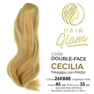 Hair glam Coda Cecilia Double-Face Pinza Fibra 26Kb88 Revolution — Extension capelli