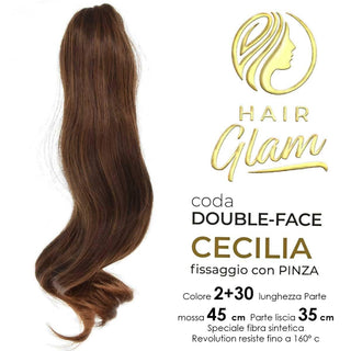 Hair Glam Coda Cecilia Double-Face Fibra 2+30 Revolution — Extension capelli