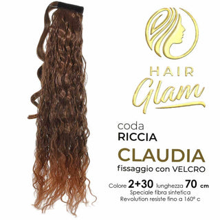 Hair glam Coda Claudia Riccia Velcro Fibra Revolution 2+30 70 cm — Extension capelli