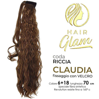 Hair glam Coda Claudia Riccia Velcro Fibra Revolution 6+18 70 cm — Extension capelli