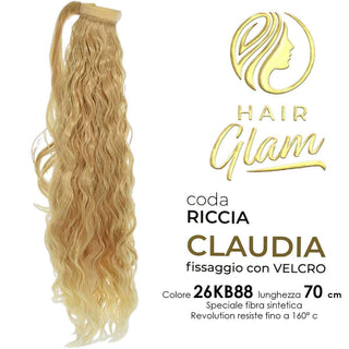 Hair glam Coda Claudia Riccia Velcro Fibra Revolution 26Kb88 70 cm — Extension capelli