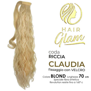 Hair glam Coda Claudia Riccia Velcro Fibra Revolution Blond 70 cm — Extension capelli