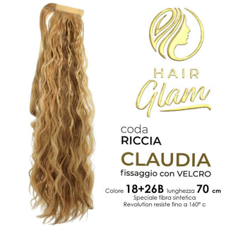 Hair glam Coda Claudia Riccia Velcro Fibra Revolution 18+26B 70 cm — Extension capelli