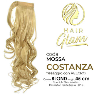 Hair Glam Coda Costanza Mossa Velcro Fibra Revolution Biond Lungh.45cm — Extension capelli