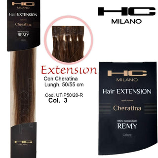 Hc Milano Extension Cheratina Remy 50/55 cm 20 Pezzi Castano Scuro — Extension capelli