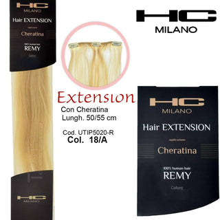 Hc Milano Extensão Queratina Remy 50/55 Cm 20 Peças Cor.18A Loiro Claro 8 