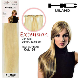 HC Milano Extension 3 Clip No Remy 50 cm 26 Biondo Ultrachiaro — Extension Capelli
