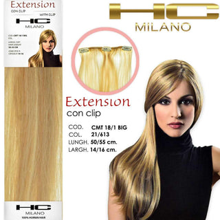 HC Milano Extension 3 Clip Remy 14-16 cm 50/55 cm 21/613 Biondo Chiarissimo Luminoso Capelli Extension