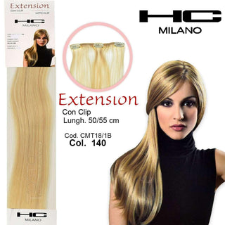 HC Milano Extension 3 Clip No Remy 14-16 cm 50 cm Col. 140 Biondo Chiarissimo 9 — Capelli Extension