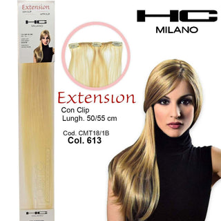 Hc Milano Extension 3 Clip No Remy 613 Biondo Extra Chiaro 10,0 Largh.14-16Cm Lungh.50Cm — Extension capelli