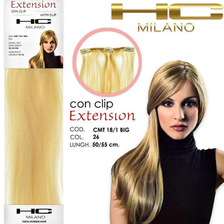 HC Milano Extension 3 Clip Remy 14-16 cm 50 cm Col. 26 Biondo Ultra Chiarissimo — Extension Capelli