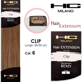 Hc Milano Extension 3 Clip Remy Col.6 Biondo Scuro Dorato 6,3 Largh.14-16Cm Lungh.50Cm — Extension capelli
