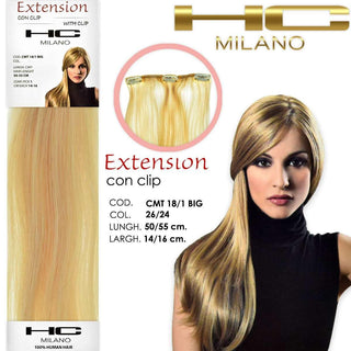 HC Milano Extension Remy 3 Clip 14-16 cm 50 cm Col. 26/24 Biondo Ultra Chiaro/Biondo Chiarissimo EC 11 — Extension