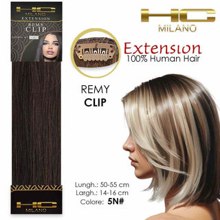 Hc milano Extension Capelli Naturali 3 Clip 1 Striscia Remy 14-16 cm 55 cm 5N — Extension capelli