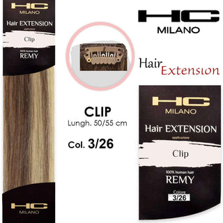Hc milano Extension 3 Clip Remy 14-16 cm 50 cm 3/26 Mesciati Castano Dorato Biondo Ultrachiaro — Extension capelli