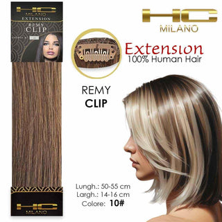 Hc Milano Naturhaar 3 Clips 1 Streifen Remy Breite 14-16cm Länge 55cm Farbe 10 
