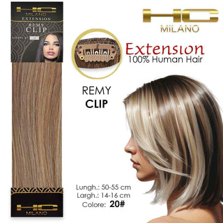 Hc Milano Capelli Naturali 3 Clip Remy Col.20 Largh.14-16cm Lungh.55cm — Extension capelli