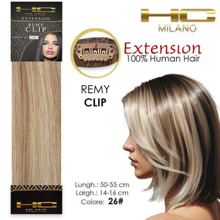 Hc Milano Capelli Naturali 3 Clip Remy Col.26 Largh.14-16cm Lungh.55cm — Extension capelli