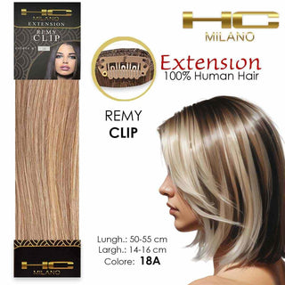 Hc Milano Naturhaar 3 Clips 1 Streifen Remy Breite 14-16cm Länge 55cm Farbe 18A 