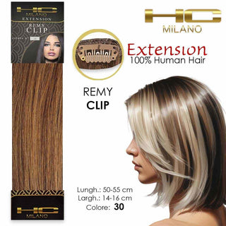 Hc Milano Naturhaar 3 Clips 1 Streifen Remy Breite 14-16cm Länge 55cm Farbton 30 