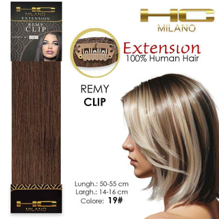 Hc Milano Naturligt hår 3 clips 1 strimmel Remy Bredde 14-16 cm Længde 55 cm Farve 19 