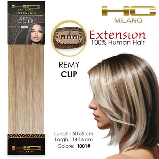 Hc Milano Capelli Naturali 3 Clip Remy Col.1001 Largh.14-16cm Lungh.55cm — Extension capelli