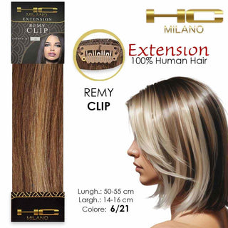 HC Milano Capelli Naturali Remy 3 Clip 1 Striscia 14-16 cm 55 cm Col. 6/21 — Extension