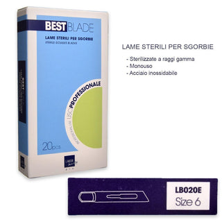 Bestblade Lame Sterili per Sgorbie Mis. 6 20 pezzi — Lame Manicure