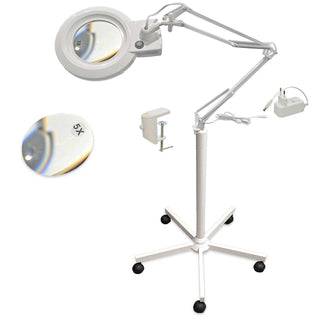 Muster זכוכית מגדלת עם תאורה קרה 2 עדשות 3/5 דיופטרים עם מעמד - לד 
