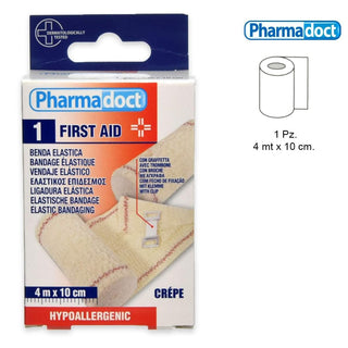 Pharmadoct Benda Elastica 4 m x 10 cm Crepe 2 Graffette — Benda elastica