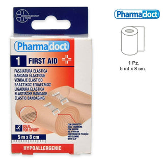 Pharmadoct Benda Elastica Color Pelle 5 m X 8 cm + 2 Graffettei — Benda elastica