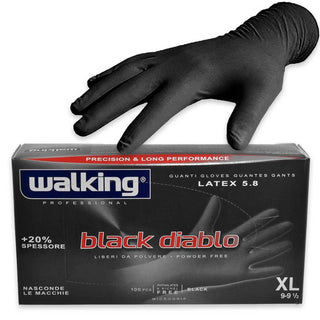 Walking Guanti Latex 5.8 Black Diablo Tg. XL 100 pezzi — Guanti monouso