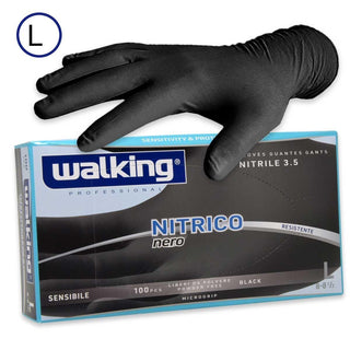Walking Guanti Nitrico Nero Tg. Large — Guanti monouso