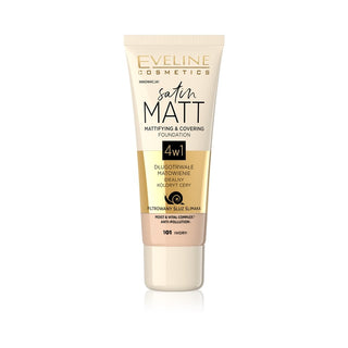 Eveline Satin Matt Base de maquillaje matificante y cubriente 4 en 1 101 Avorio 30 ml 