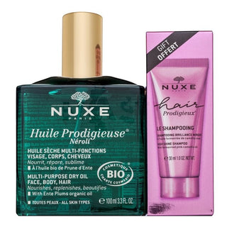Nuxe Prodigieux Neroli Olio Secco Multiuso 100 ml + Shampoo Alta Lucentezza 30 ml — Kit olio e shampoo