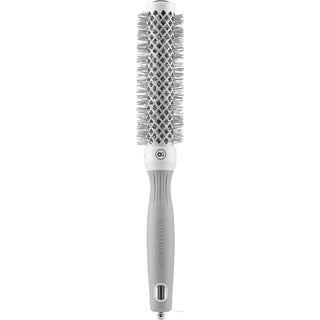 Olivia Garden מברשת פן מקצועית Expert Blowout Speed עגולה, סיבים גלים, לבן ואפור 25 מ"מ 