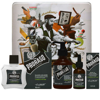 Proraso Cypress And Vetiver Metal Box 200 ml + 100 ml + 30 ml — Kit cura barba