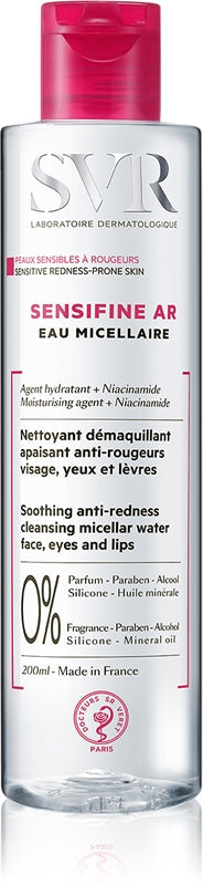 SVR Sensifine AR Eau Micellaire Démaquillante Nettoyante Apaisante Anti-Rougeurs Visage Yeux et Lèvres 200 ml