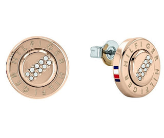 Tommy Hilfiger Bronze Steel Earrings with Crystals 2780613 