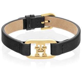 Tommy hilfiger Černý kožený náramek 2780830