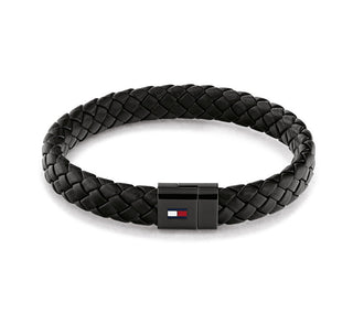 Tommy Hilfiger Bracciale In Pelle Nera Con Chiusura In Acciaio 2790331